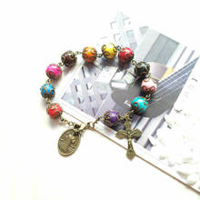 QIGO антикварные цвета деревянный крест браслет с чашкой Религиозные ювелирные изделия 2024 - купить недорого