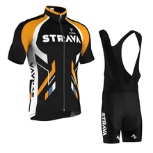 Strava conjunto de roupa de ciclista masculina e feminina, vestuário de ciclista para mountain bike, uniforme de ciclista, verão 2024 - compre barato