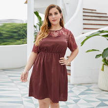 DOIB-vestidos de talla grande de terciopelo para mujer, vestido de retazos de encaje de gran tamaño, Vintage, elegante, talla grande 2XL, 3XL, 4XL, verano 2020 2024 - compra barato