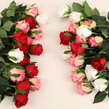 Rosas artificiales de seda para decoración del hogar, arreglo de flores de imitación, color blanco, Rosa y Rojo, regalo para amantes, 5 uds. 2024 - compra barato