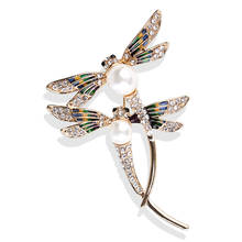 XDPQQ Fashion Insect  Series Dragonfly Brooch Clothing Ornaments Female Pearl Alloy Dripping Enamel Jewelry 2024 - buy cheap