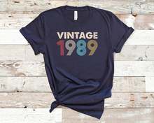 Camisa 1989 algodão retrô com desbotamento, camiseta feminina vintage de festa para presente de aniversário, manga curta, plus size, gola redonda 2024 - compre barato