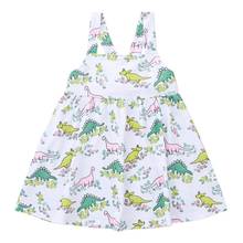 2021 New Baby Cotton White Dinosaur Print Suspender Dress Girls Fashion Dresses 2024 - buy cheap