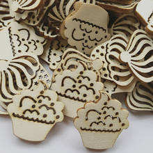 100pcs Wooden Cupcake Shapes Natural Wooden Slice Doodle Educational Toy DIY Christmas Birthday Party Decorations 2024 - buy cheap