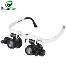 Gafas LED con lupa de lectura artesanal, lentes de aumento con luz 8X 15X 23X, herramienta de reparación de lupa de espejo 2024 - compra barato
