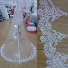 2020 Wedding Veil Lace 3 M White Ivory Cathedral Long Bridal Veils With Comb  One Layer Lace Edge Accessories 2024 - buy cheap