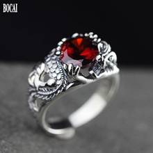 2020 New real S925 Silver Jewelry Handmade Thai silver Exquisite Facets Garnet Ring Dragon Sing Ring Women Silver Rings 2024 - buy cheap