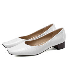 Zapatos de tacón bajo con punta cuadrada para mujer, calzado informal, cómodo, para oficina, fiesta, talla grande 2024 - compra barato