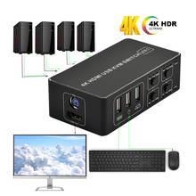 Interruptor 4 portas hdmi kvm switch 4k, usb, chave quente 4 em 1, 4k x 2k/30hz, hdmi 1.4, win10/8/mac os, laptop 2024 - compre barato