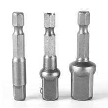 100% New 3pcs Socket Adapter 1/4 3/8 1/2Inch  Nut Driver Sockets Impact Hex Shank Extension Drill Bits Bar Set 3 Short rods 50mm 2024 - buy cheap