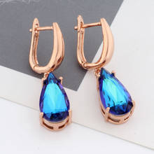 New Elegant Style Water Drop Color Earrings Women Cute Wedding Party Fine Jewelry 585 Rose Gold Dangle Earrings Gift Girl 2024 - buy cheap