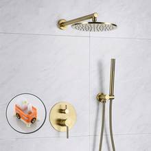MTTUZK Brass Brushed Gold Rain Shower Fuacet Set Bathroom Faucet Wall Mounted Shower Arm Diverter Mixer Tap Handheld Spray Set 2024 - buy cheap