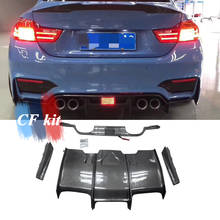 CF Kit  Rear Diffuser Real Carbon Fiber Rear Lip Bumper Spoiler For BMW F80 M3 F82 M4 With LED Ligth Car Styling 2024 - buy cheap