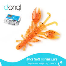 DONQL 10PCS Soft Fishing Lures 1.57inch Wobblers Carp Bait  Grub Lures Silicone Lifelike Shrimp Smell Fishing Baits + Fishig Hoo 2024 - buy cheap