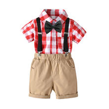 Conjunto de roupas para crianças, meninos, verão, camiseta de cavalheiro + calças, shorts, roupas para crianças de 0-5 anos, 2020 2024 - compre barato