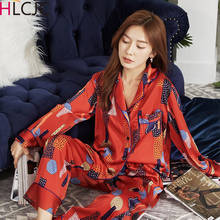 Женский Атласный пижамный комплект из искусственного шелка, ярко-красная одежда для сна, ночная рубашка, пижамный комплект с длинным рукавом, домашняя одежда для женщин, домашняя одежда 2024 - купить недорого