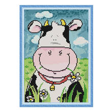 Big mouth cow cross stitch kit aida 14ct 11ct count printed canvas stitches embroidery DIY handmade needlework 2024 - buy cheap