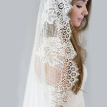 Romantic Women Lace Wedding Veil Long 3 M Appliques Edge Dot Net Tulle One Layer Without Comb 2024 - buy cheap