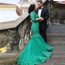 Vestido de baile com manga de sereia, apliques de renda, vestido de noite, 3/4, desfile, festa formal, vestido de festa, gola em v 2024 - compre barato