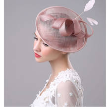Sombrero nupcial plumas tocado para novia, tocado, decoración para el cabello, negro/Blanco/Marfil/rosa/gris 2024 - compra barato