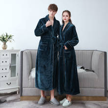 Men's Winter Lengthened Plush Bathrobe Home Clothes Couple Long Sleeved Robe Coat Chemise De Nuit Ночная Рубашка Мужская 2024 - buy cheap