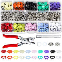 200pcs Set 9.5mm 10 Colors Metal Prong Snap Button Grommets Fasteners Kit with Hand Pressure Plier Tools for DIY Clothing Crafts 2024 - buy cheap