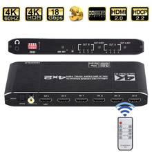 HDMI Matrix 4X2 con audio 4K 60Hz 4 puertos HDMI 2,0 Matrix Switch Splitter 4X1 HDCP 2,2 HDMI ARC HDMI 5,1 toslink audio out 2024 - compra barato