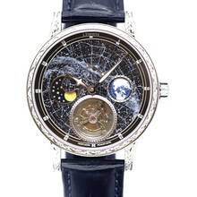 Reloj Mecánico de Tourbillon para hombre, pulsera con esqueleto de zafiro luminoso, fase lunar, cielo estrellado, 2021 2024 - compra barato