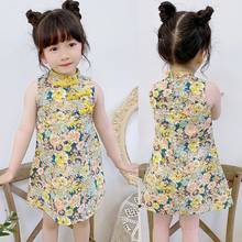 Летнее платье-Ципао без рукавов в китайском стиле для девушек 2024 - купить недорого