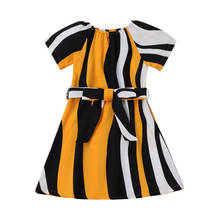 Ma & Baby-vestido informal de verano para niñas de 2 A 7 años, traje de rayas con lazo y cinturón, de corte A 2024 - compra barato