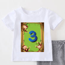 Милые носки с буквенным принтом для малышей, обезьян Стразы образуют цифру «1 до 10 лет, футболка с принтом на день рождения для детей, футболки для мальчиков и девочек Смешные подарочные футболки подарок 2024 - купить недорого