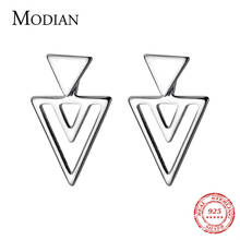 Modian authentic 925 sterling silver design exclusivo triângulo 2 pçs brincos para as mulheres charme prata esterlina jóias finas 2024 - compre barato