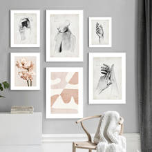 Pintura abstracta en blanco y negro para decoración del hogar, arte de pared, impresión y póster, imagen de flor, lienzo de pintura para diseño de dormitorio 2024 - compra barato