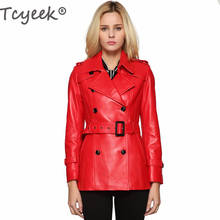 Tcyeek Genuine Leather Montone Jacket Women Short Slim Fit 100% Real Natural Sheepskin Coat Female Vintage Outwear Hiver 17A1572 2024 - buy cheap