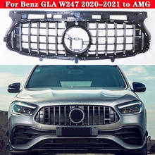 Car front bumpe Middle grille for Mercedes-Benz GLA W247 GLA220 GLA250 2020-2021 to AMG GLA45 GLA35 Diamond GT Center grill 2024 - buy cheap