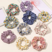 Women Floral Plaid Hair Scrunchies Vintage Wild Hair Ring Elastic Rubber Band Girls Fashion Ponytail Scrunchie Hair Accessories 2024 - buy cheap