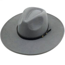 Black/gray Wide Brim Simple Church Derby Top Hat Panama Solid Felt Fedoras Hat for Men Women artificial wool Blend Jazz Cap 2024 - buy cheap