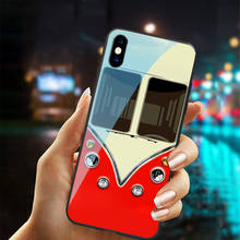 Vidro temperado mini ônibus capa de telefone do vintage para iphone 13 mini 12 11 13 pro max xs xr x 7 6s 8 plus samsung s10 s20 plus 2024 - compre barato