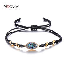 Neovivi Oval Charm Bracelet Handmade Micro Pave Zircon Shell Parts Red Black Rope Weave Braided String Bracelets Women Jewelry 2024 - buy cheap