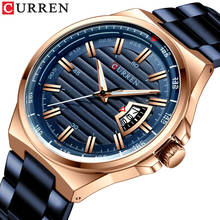 CURREN Топ люксовый бренд полностью стальные часы Мужские Бизнес водонепроницаемые кварцевые синие наручные часы Мужские Аналоговые спортивные часы мужские часы 2024 - купить недорого