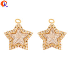 Diseño de Cordial, accesorios de joyería de 13x14MM, colgante artesanal, chapado en oro genuino, estrella, hecho a mano, accesorios para pendientes, dijes de CZ, 10 Uds. 2024 - compra barato