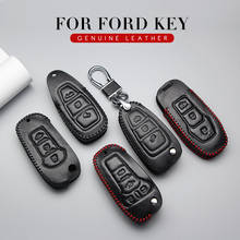 Кожаный чехол для автомобильного ключа чехол для ключа для Ford Kuga 2 F150 Ranger Mondeo Mk4 Explorer 5 C S MAX Focus RS ST Edge KA аксессуары для ключей 2024 - купить недорого
