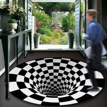 3D Black and White Stereo Vision 3D Vortex Carpet Floor Mat Phantom Ring Rug Bedroom  Living Room Abstract Geometric Home Carpet 2024 - buy cheap