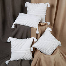 India Modern Simple Pure White Nordic Tufted Cushion Cover Bohemian Geometric Pillowcase 45x45cm/30x50cm 2024 - buy cheap