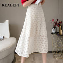 REALEFT 2021 Spring Summer Women Chiffon Skirts Casual Loose Skirt Korean Office Ladies Style High Waist Midi Skirts Female 2024 - buy cheap