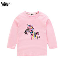 Rainbow Painted Zebra Kids Fashion Print T-shirt Top Girls Boys Graffiti Casual Long Sleeve T Shirt Unisex New Fashion Clothes 2024 - buy cheap