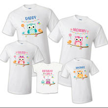 Camisetas a juego de cumpleaños para toda la familia, con diseño de búho, pájaro, familia, regalo 2024 - compra barato