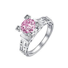 New Arrival Lady Silver Plated Rings For Women Jewelry Trendy Crystal Pink Square Finger Ring Female Bride Wedding Bijou 2024 - buy cheap