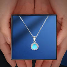 Высокое качество белый кристалл Синий огненный опал модные ювелирные изделия серебро штампованное Ожерелье Подвески для подарков OP567 2024 - купить недорого