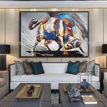 Artirx pintura a óleo de touro, pintado à mão, tela, animal abstrato, moderno, arte de parede, pintura para sala, decoração de casa, presente 2024 - compre barato